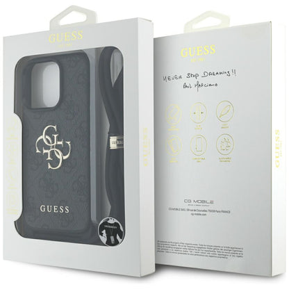 Husa pentru Apple iPhone 16 Pro, Guess, 4G CBDY Big Logo with Cord Strap, Neagra