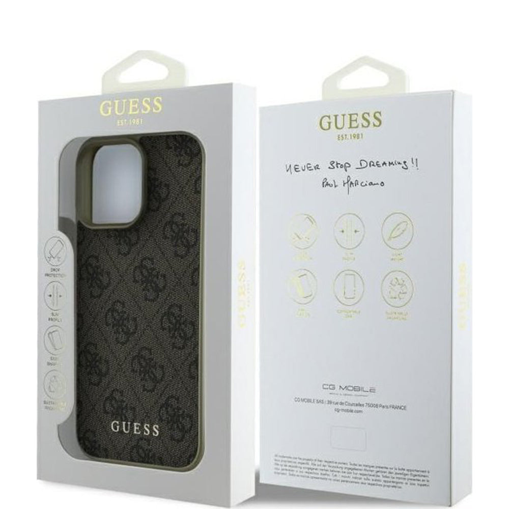Husa pentru Apple iPhone 16 Pro, Guess, 4G Charm, Maro