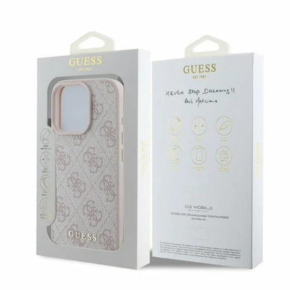 Husa pentru Apple iPhone 16 Pro, Guess, 4G Classic, Roz