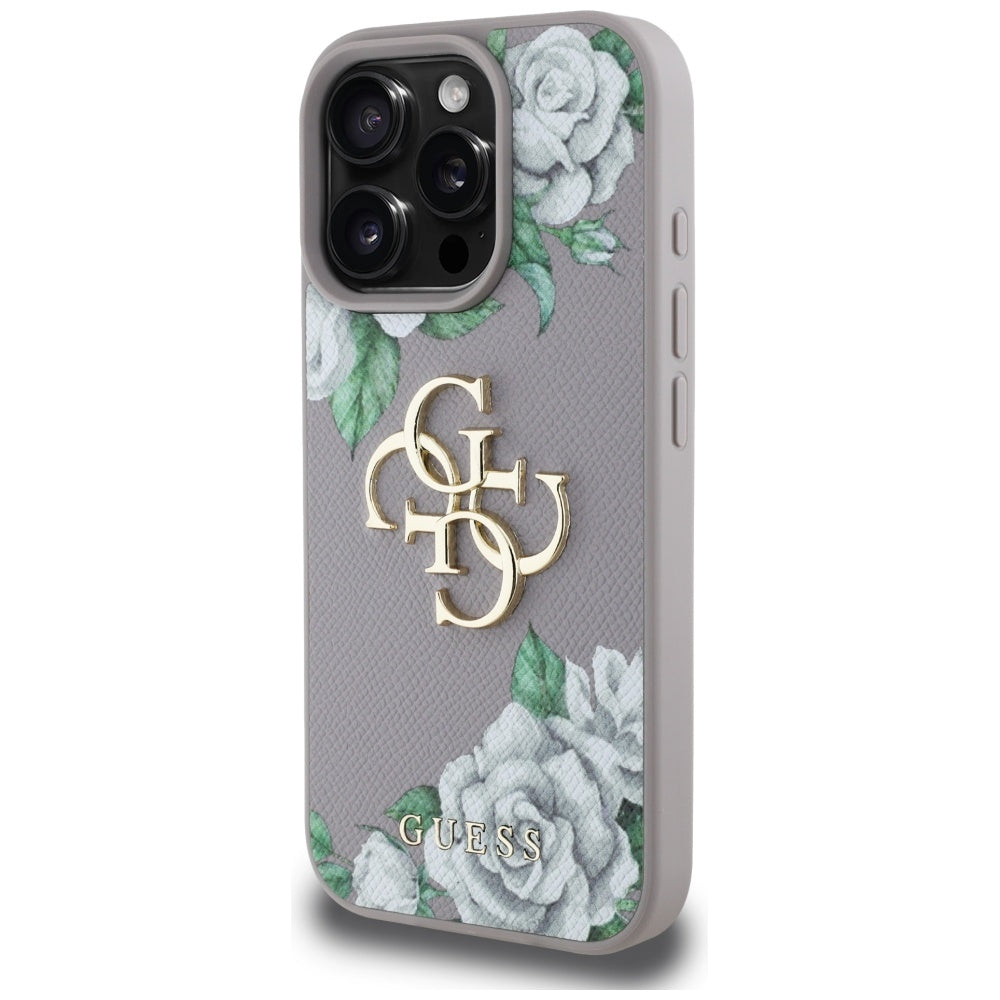 Husa pentru Apple iPhone 16 Pro, Guess, 4G Grained Roses Big Logo, Mov
