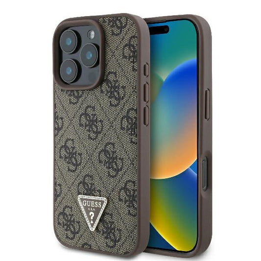 Husa pentru Apple iPhone 16 Pro, Guess, 4G Triangle Strass, Maro