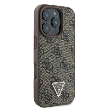 Husa pentru Apple iPhone 16 Pro, Guess, 4G Triangle Strass, Maro