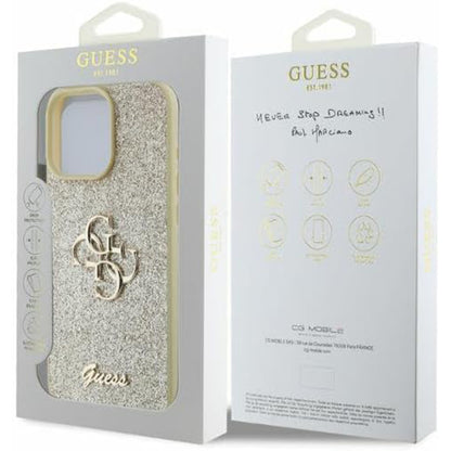 Husa pentru Apple iPhone 16 Pro, Guess, Fixed Glitter Big 4G, Aurie