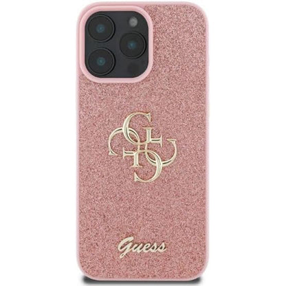 Husa pentru Apple iPhone 16 Pro, Guess, Fixed Glitter Big 4G, Roz