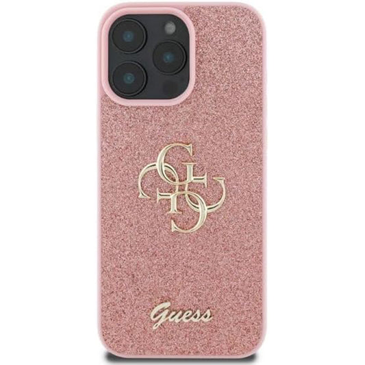 Husa pentru Apple iPhone 16 Pro, Guess, Fixed Glitter Big 4G, Roz
