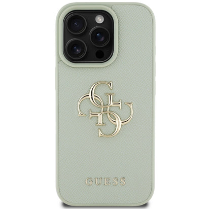 Husa pentru Apple iPhone 16 Pro, Guess, Grained Big 4G Logo Small Classic Logo, Verde