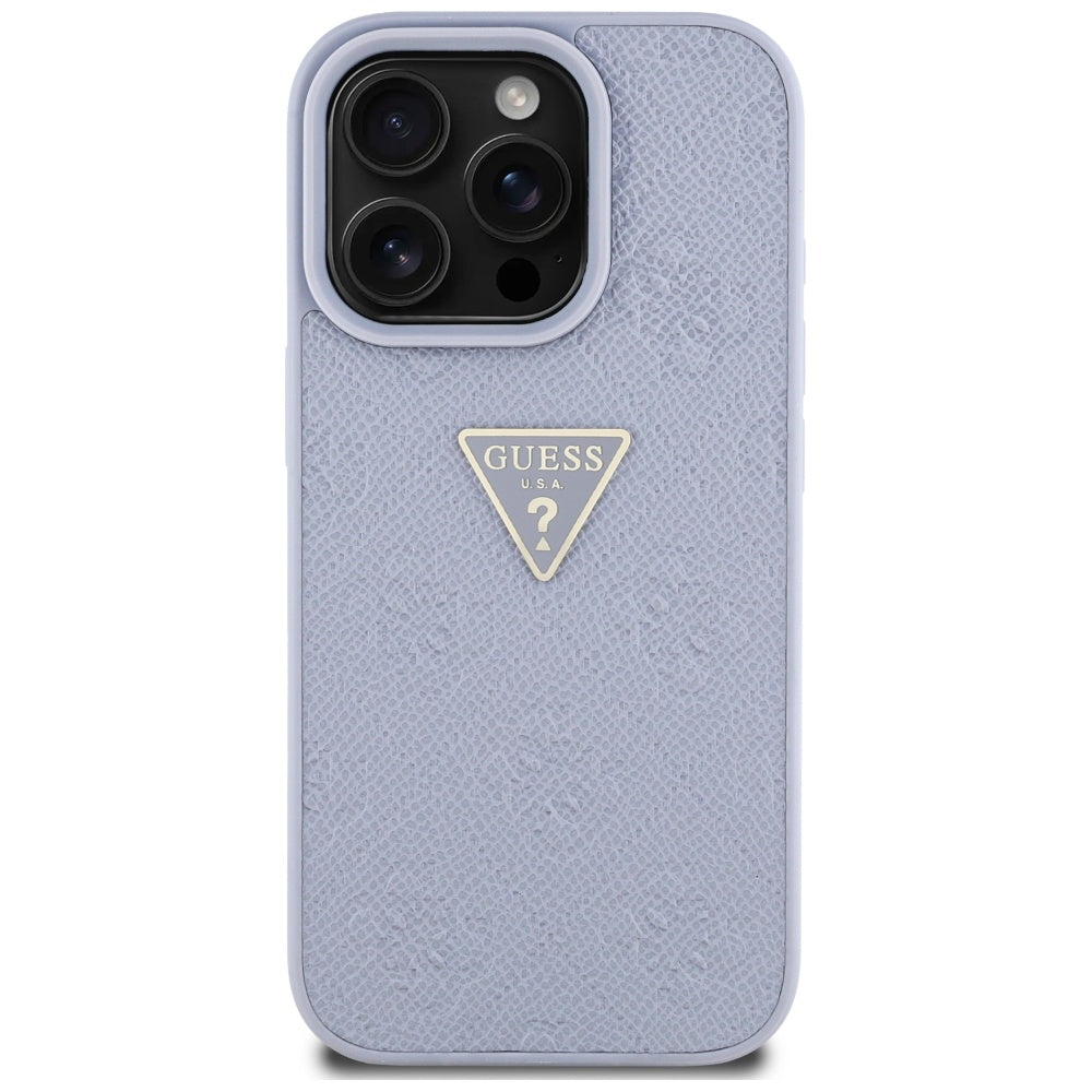 Husa pentru Apple iPhone 16 Pro, Guess, Hot Stamp 4G Pattern Triangle Logo, Mov Deschis