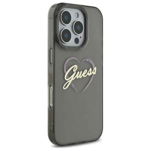 Husa pentru Apple iPhone 16 Pro, Guess, IML Heart, Neagra