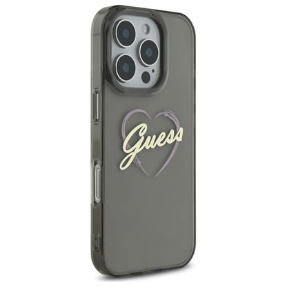Husa pentru Apple iPhone 16 Pro, Guess, IML Heart, Neagra