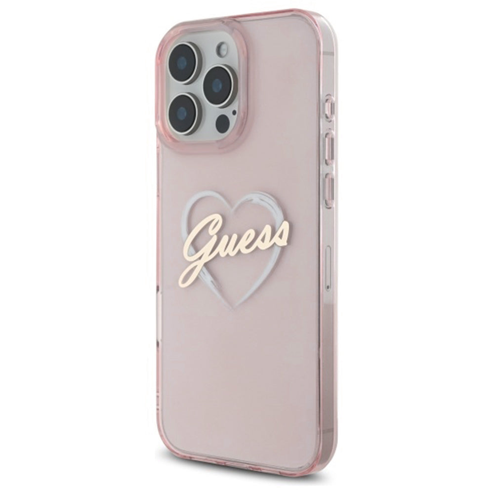 Husa pentru Apple iPhone 16 Pro, Guess, IML Heart, Roz