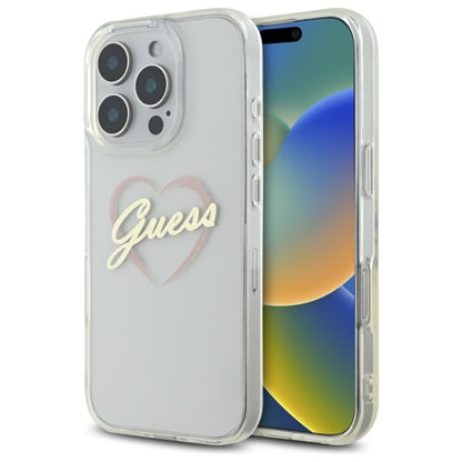 Husa pentru Apple iPhone 16 Pro, Guess, IML Heart, Transparenta