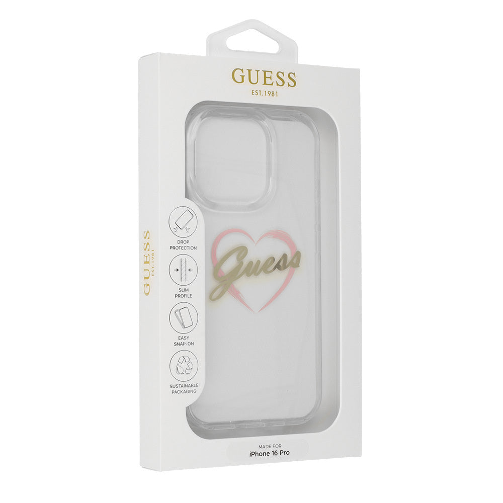 Husa pentru Apple iPhone 16 Pro, Guess, IML Heart, Transparenta