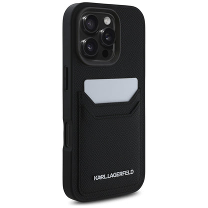 Husa pentru Apple iPhone 16 Pro, Karl Lagerfeld, Grained Cardslots, Neagra