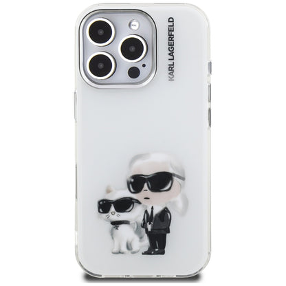 Husa pentru Apple iPhone 16 Pro, Karl Lagerfeld, IML Aquarelle Logo Karl & Choupette, Alba