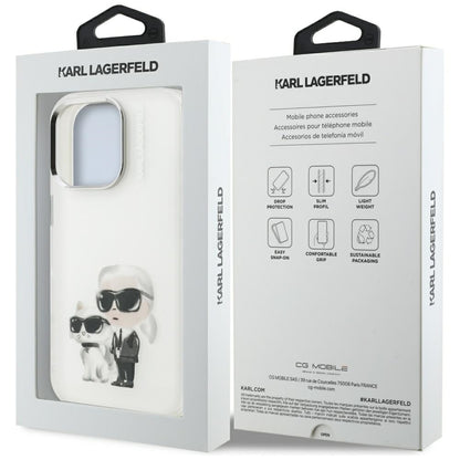 Husa pentru Apple iPhone 16 Pro, Karl Lagerfeld, IML Aquarelle Logo Karl & Choupette, Alba
