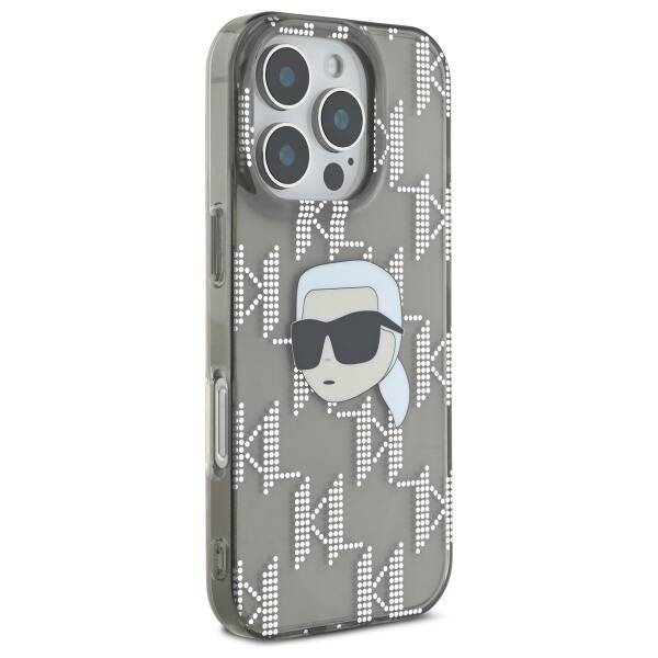 Husa pentru Apple iPhone 16 Pro, Karl Lagerfeld, IML Luxury Electroplated Karl's Head, Neagra
