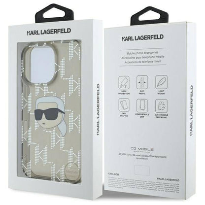 Husa pentru Apple iPhone 16 Pro, Karl Lagerfeld, IML Luxury Electroplated Karl's Head, Neagra