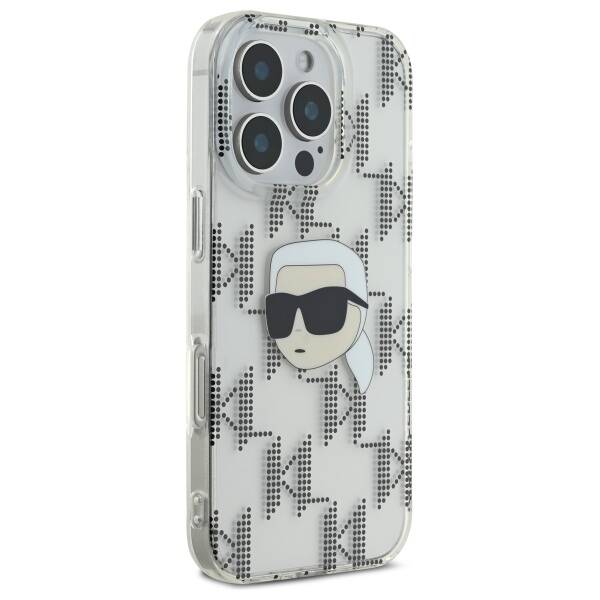Husa pentru Apple iPhone 16 Pro, Karl Lagerfeld, IML Luxury Electroplated Karl's Head, Transparenta