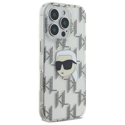Husa pentru Apple iPhone 16 Pro, Karl Lagerfeld, IML Luxury Electroplated Karl's Head, Transparenta