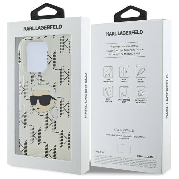 Husa pentru Apple iPhone 16 Pro, Karl Lagerfeld, IML Luxury Electroplated Karl's Head, Transparenta