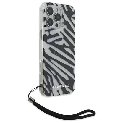 Husa pentru Apple iPhone 16 Pro, Karl Lagerfeld, IML Luxury Zebra Pattern with Strap, Neagra