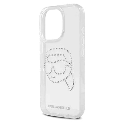 Husa pentru Apple iPhone 16 Pro, Karl Lagerfeld, IML Rhinestones Karl's Head, Transparenta