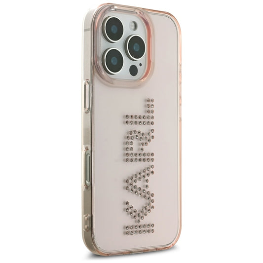 Husa pentru Apple iPhone 16 Pro, Karl Lagerfeld, IML Rhinestones Pink Logo, Roz