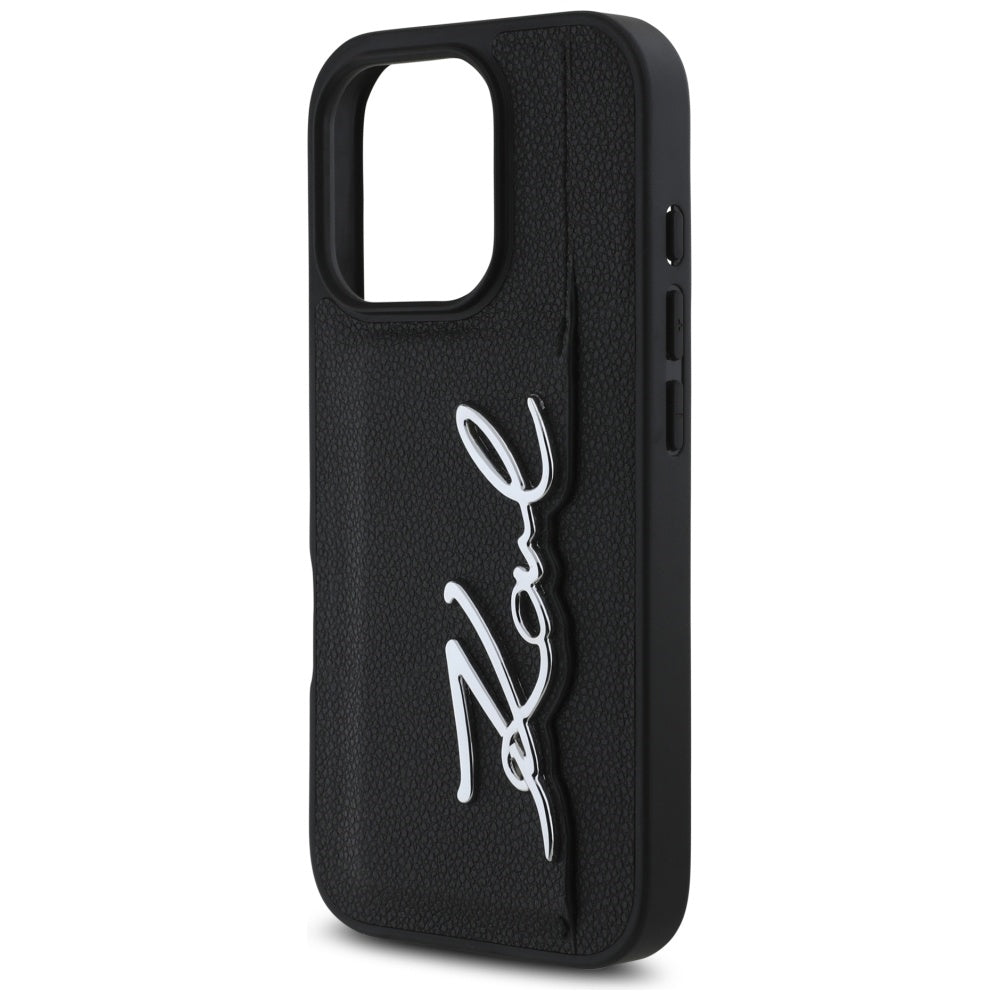 Husa pentru Apple iPhone 16 Pro, Karl Lagerfeld, Metal Signature, Neagra