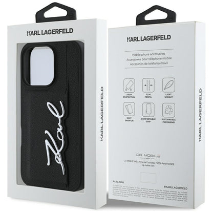 Husa pentru Apple iPhone 16 Pro, Karl Lagerfeld, Metal Signature, Neagra
