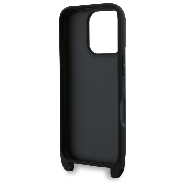Husa pentru Apple iPhone 16 Pro, Karl Lagerfeld, Saffiano Crossbody Metal Pin Karl & Choupette, Neagra
