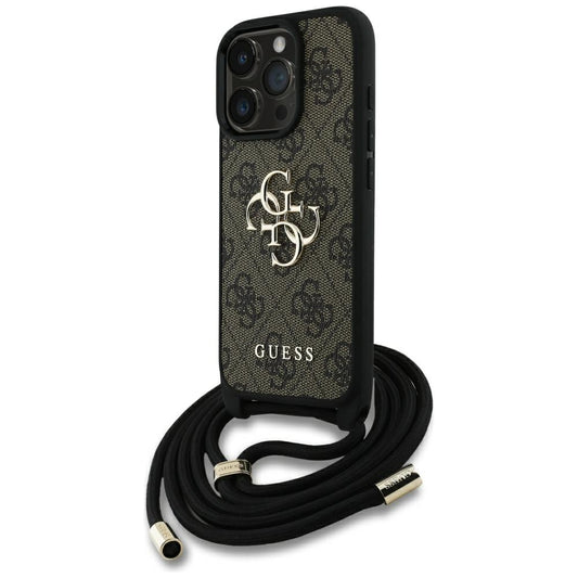 Husa pentru Apple iPhone 16 Pro Max, Guess, 4G CBDY Big Logo with Cord Strap, Maro