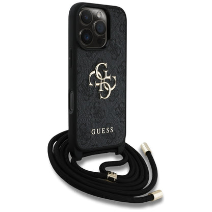 Husa pentru Apple iPhone 16 Pro Max, Guess, 4G CBDY Big Logo with Cord Strap, Neagra