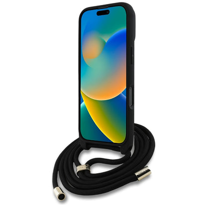 Husa pentru Apple iPhone 16 Pro Max, Guess, 4G CBDY Big Logo with Cord Strap, Neagra