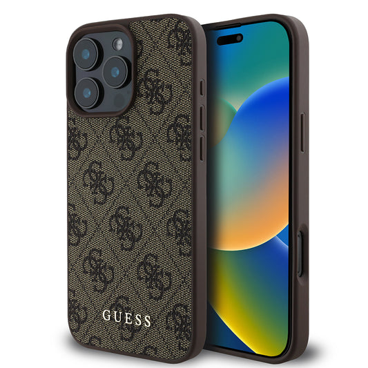 Husa pentru Apple iPhone 16 Pro Max, Guess, 4G Classic, Maro