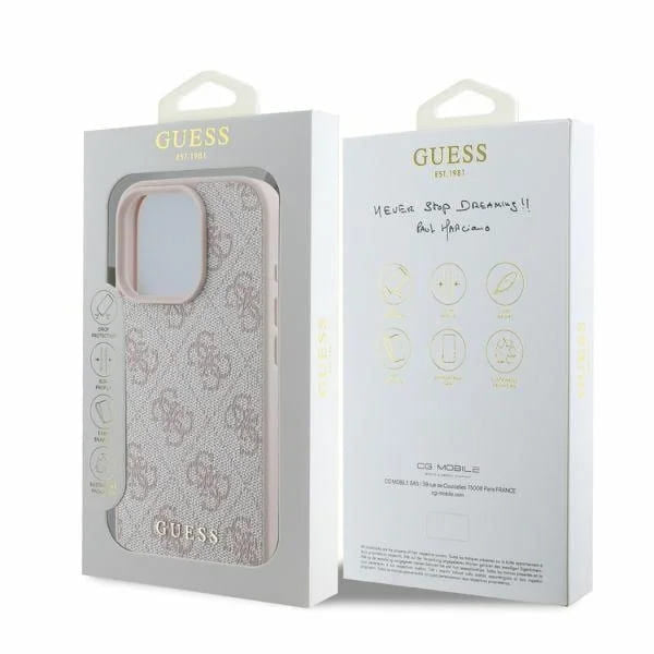 Husa pentru Apple iPhone 16 Pro Max, Guess, 4G Classic, Roz