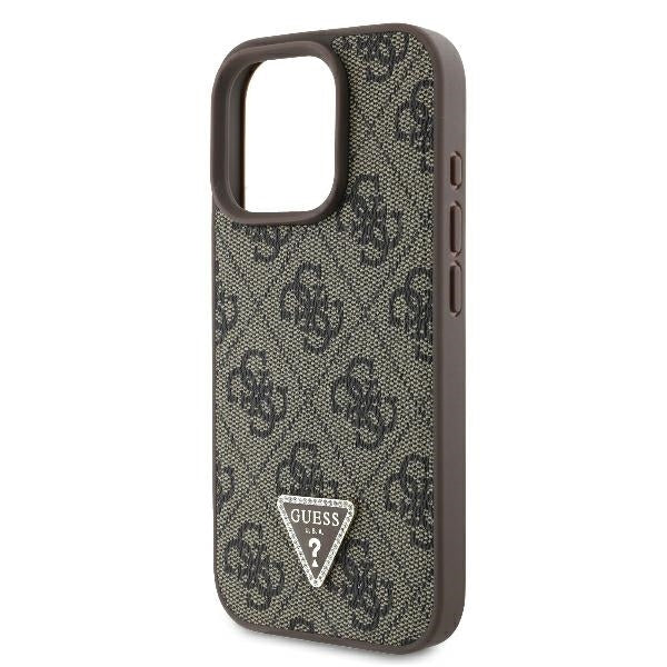 Husa pentru Apple iPhone 16 Pro Max, Guess, Crossbody 4G Triangle Strass, Maro