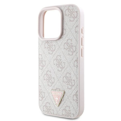 Husa pentru Apple iPhone 16 Pro Max, Guess, Crossbody 4G Triangle Strass, Roz