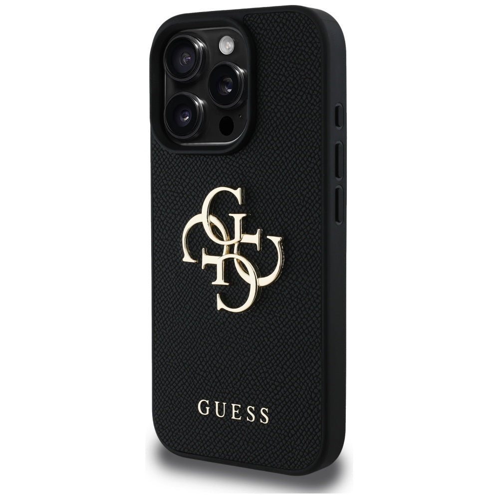 Husa pentru Apple iPhone 16 Pro Max, Guess, Grained Big 4G Logo Small Classic Logo, Neagra