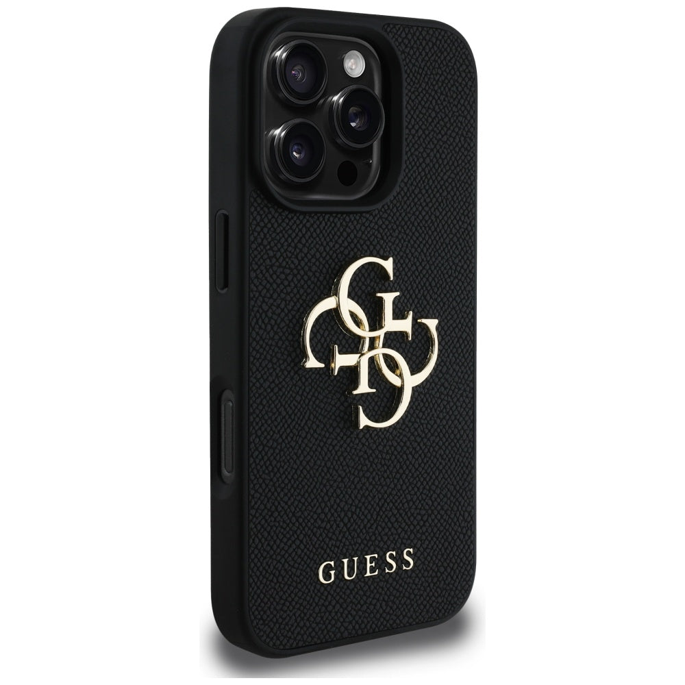 Husa pentru Apple iPhone 16 Pro Max, Guess, Grained Big 4G Logo Small Classic Logo, Neagra