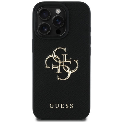 Husa pentru Apple iPhone 16 Pro Max, Guess, Grained Big 4G Logo Small Classic Logo, Neagra