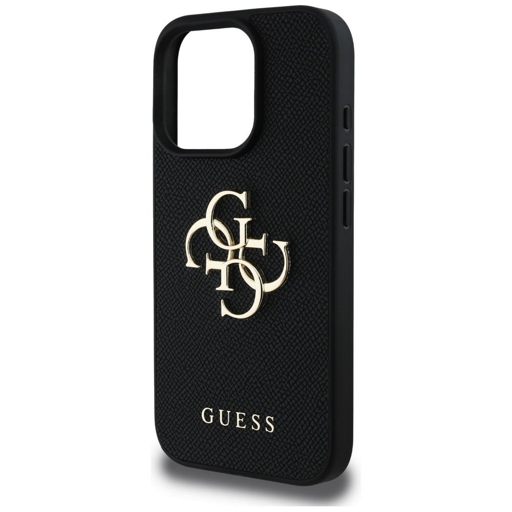 Husa pentru Apple iPhone 16 Pro Max, Guess, Grained Big 4G Logo Small Classic Logo, Neagra