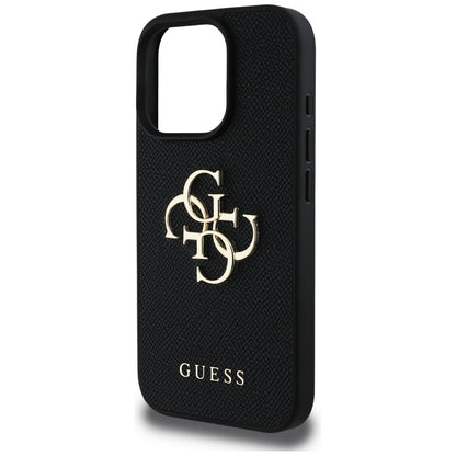 Husa pentru Apple iPhone 16 Pro Max, Guess, Grained Big 4G Logo Small Classic Logo, Neagra