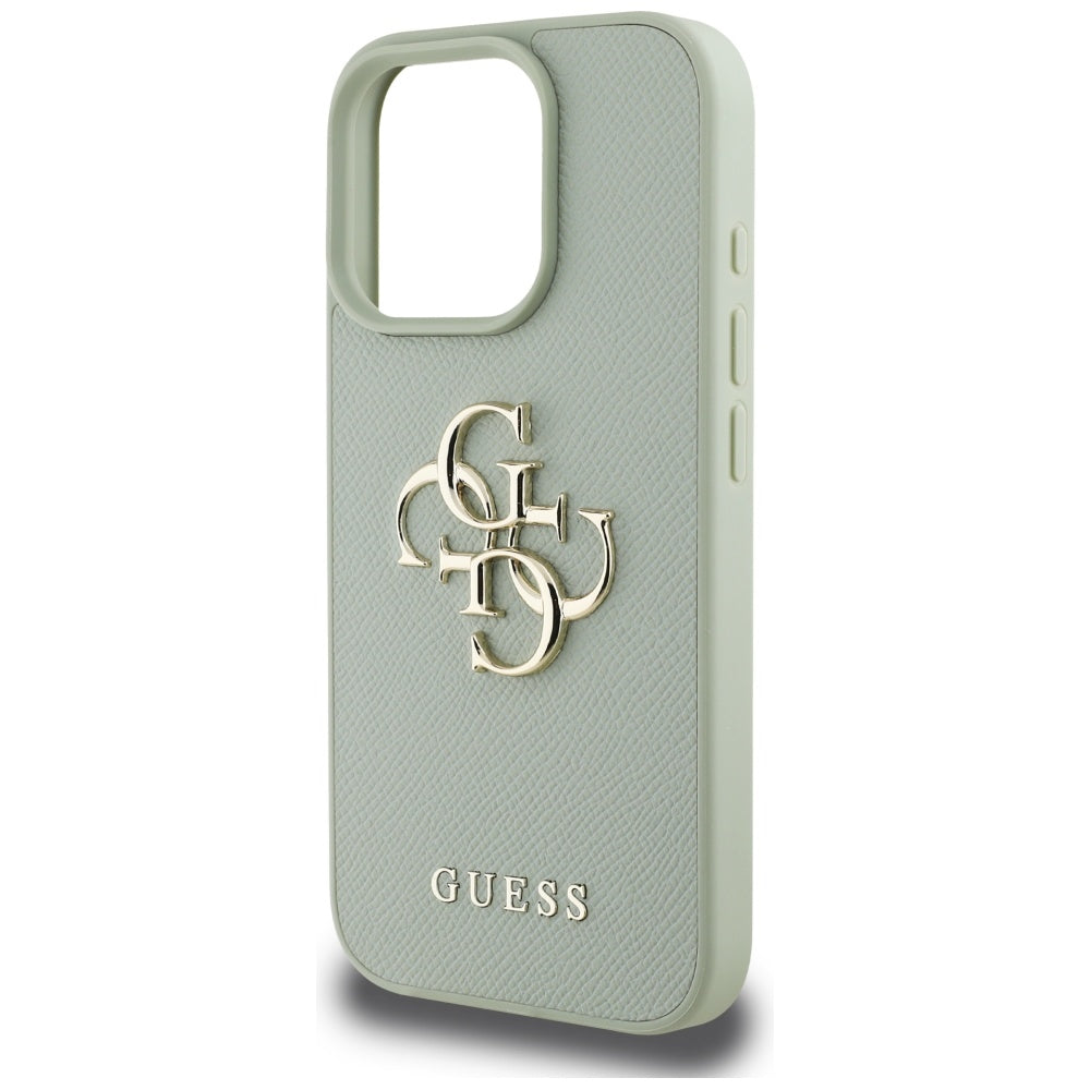 Husa pentru Apple iPhone 16 Pro Max, Guess, Grained Big 4G Logo Small Classic Logo, Verde