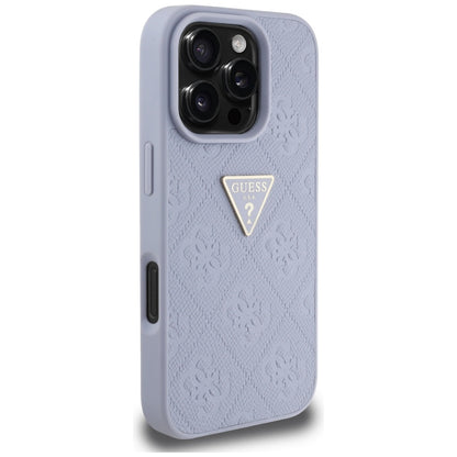 Husa pentru Apple iPhone 16 Pro Max, Guess, Hot Stamp 4G Pattern Triangle Logo, Mov Deschis