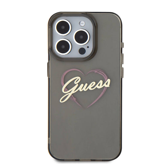 Husa pentru Apple iPhone 16 Pro Max, Guess, IML Heart, Neagra