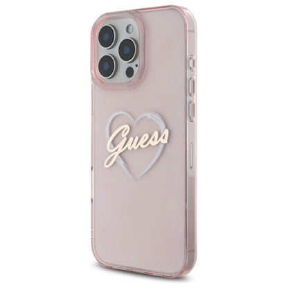 Husa pentru Apple iPhone 16 Pro Max, Guess, IML Heart, Roz