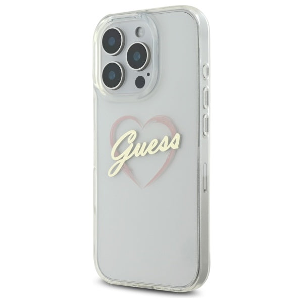 Husa pentru Apple iPhone 16 Pro Max, Guess, IML Heart, Transparenta