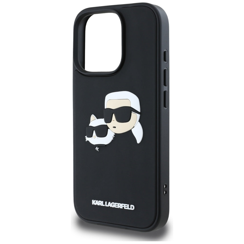 Husa pentru Apple iPhone 16 Pro Max, Karl Lagerfeld, 3D Rubber Karl & Choupette, Neagra