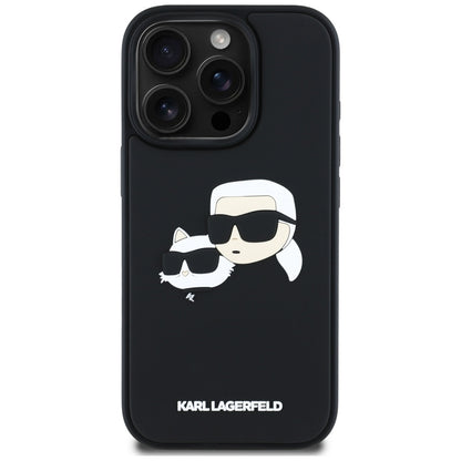 Husa pentru Apple iPhone 16 Pro Max, Karl Lagerfeld, 3D Rubber Karl & Choupette, Neagra