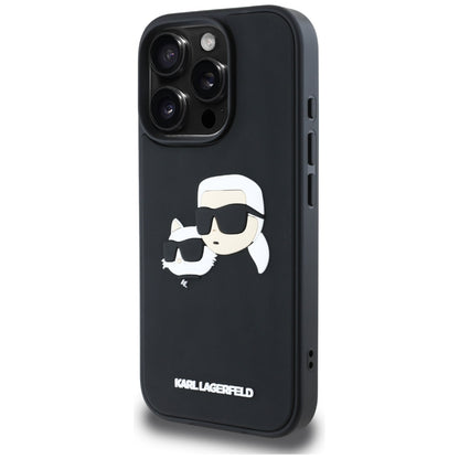 Husa pentru Apple iPhone 16 Pro Max, Karl Lagerfeld, 3D Rubber Karl & Choupette, Neagra
